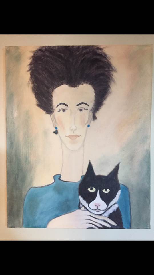 Peinture Dame au Félin - Création Lyze